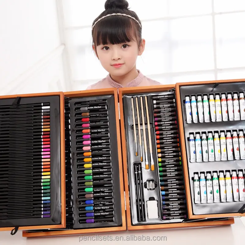 Pensil Warna Mini Ramah Lingkungan Grosir Anak-anak Menggambar Lebih dari 12 Warna 174 Warna Set Pensil