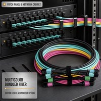 Kabel Bundel Serat Optik Aktif Hitam Aqua Kuning Magenta dengan Pilihan Konektor Khusus untuk Jaringan Akses FTTH