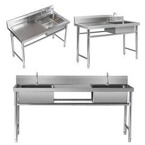 Évier simple en acier inoxydable <span class=keywords><strong>de</strong></span> style fonctionnel avec planche gauche pour cuisine, restaurant, hôtel, personnalisation client - Product Image 5