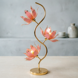 Lampe de bureau romantique en or rose, lampe de chevet vintage française en forme de lotus rose, lumière décorative élégante pour le bureau, idéale pour un cadeau - Product Image 1