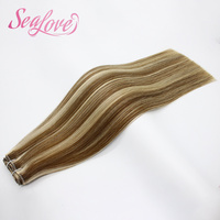Extensions de cheveux naturels 100% humains, 100g, Cheveux vierges Remy, Trame machine double tirée, Couleur personnalisée, Trame nouée à la machine