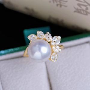 Base para Anillo de Plata S925, Hermosos Accesorios de Perlas para DIY, Cuentas Redondas de 11-12 mm, 1913 - Accesorios de Exhibición de Joyería de Lujo - Product Image 1