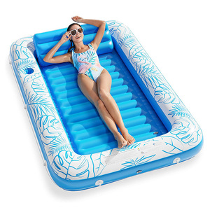 Hamaca de cama de agua inflable MingChan, flotador de piscina de PVC, cama flotante reclinable, flotadores de piscina inflables con portavasos - Product Image 1