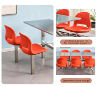 Table et chaises de cantine scolaire commerciale moderne, rectangulaire, 6 places, extensible, durable, mobilier sur mesure