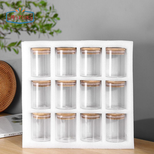Vendita all'ingrosso cucina 12 pezzi vetro borosilicato spezie vasetti di stoccaggio con coperchio di bambù - Product Image 1