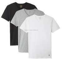 T-shirt en coton blanc à col en V pour hommes, t-shirts bon marché à col en V 120g pour hommes T-shirts Crew Fitness pour hommes