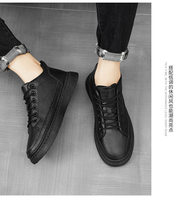 Chaussures en cuir décontractées pour hommes - Sneakers imperméables et respirantes, chaussures noires antidérapantes, chaussures de marche confortables pour l'automne