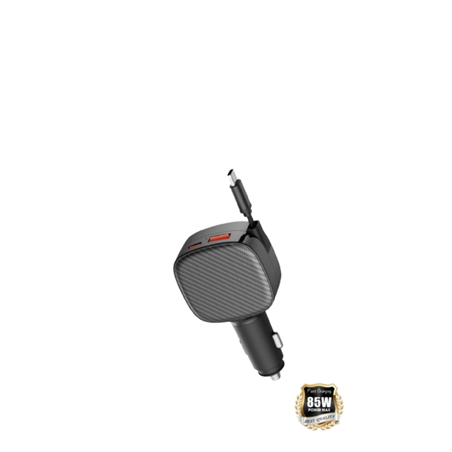 Built-In Retractable Car Charger 84W 33.46 Inch Car Charger with USB-C Port Fast Charging QC3.0/PD for Mobile Phones