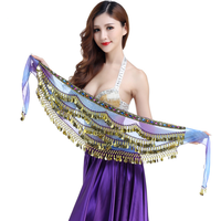 Adulte Taille Libre Or Coin Wrap Taille Hanche Écharpe Mousseline Colorée Crochet À La Main Ceinture De Performance De Danse Du Ventre