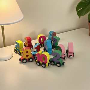 Section 11 Modern <b>Wooden</b> Cognitive Early Education <b>Toy</b> Sensory Animal Number Car <b>Tractor</b> Train Set for Play and Gift Giving - Product Image 4