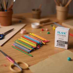 Bastoncini di bambù colorati Ilan 0,3x8 cm 80 pezzi per artigianato e fai da te - Product Image 3