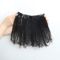 Extensions de cheveux humains 4B4C Afro Kinky Curly PU Seamless Clip Ins, couleur naturelle, 120g, clip-ins sans couture