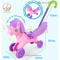 Mini dibujos animados Animal mano empujar unicornio juguetes para bebés y niños pequeños Push-Pull Aprendizaje Temprano caminar bebé andador música