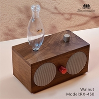 Diffuseur d'huiles essentielles en bois de noyer RX-450, 7 lumières LED colorées, avec haut-parleur audio sans fil bleu pour la maison, le bureau et le spa