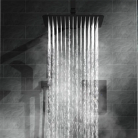 Système de douche pluie encastré moderne de 12 pouces en acier inoxydable noir 30x30 cm carré avec poignée unique et cartouche céramique