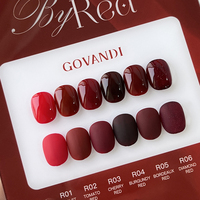 Govandi Red-Party Ensemble de vernis à ongles gel UV 6 couleurs Collection Fournisseurs professionnels d'ongles Vente en gros Marque privée Ensemble de vernis à ongles gel