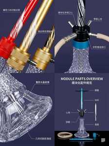 Portable Glass <b>Hookah</b> Mini Water <b>Pipe</b> Aluminum Alloy Stem Clear Base Tobacco Smoking Accessory - Product Image 5