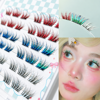 Cils de fée elfe colorés en fibre semi-artisanaux sans colle, effet dégradé, naturels et vaporeux, pour cosplay, anime, festival, usage photographique