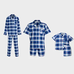 Custom Winter Summer Cotton Bamboo Kids Women Man Matching Thanksgiving Christmas Two Piece Sets Couples Pajamas For Family