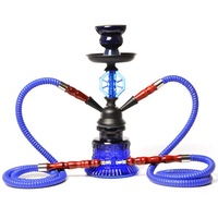 Magnifique Chicha Arabe Taille Moyenne avec 2 Tuyaux, Vase Perco Pyrex Vert et Rouge – Cadeau Idéal