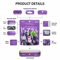 Sachet d'emballage personnalisé pour bonbons gélifiés, sachet de collation japonais pour gelée de fruits avec fermeture éclair pour bonbons pêche, pomme, fraise