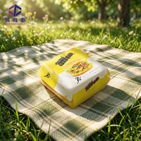 Boîtes à hamburgers jetables écologiques en papier kraft recyclé, imprimées sur mesure, résistantes à la graisse, portables, pour la restauration rapide à emporter
