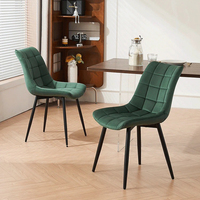Chaises de salle à manger en velours rembourrées de style nordique avec structure métallique pour table, meubles de salle à manger de restaurant de luxe moderne