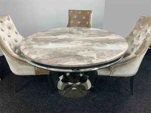 Sang trọng Vòng đá cẩm thạch bàn ăn đặt 4 ghế - Product Image 5