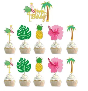 Diskon Besar Dekorasi Pesta Ulang Tahun Tema Hawaii Balon Kue Topper Spanduk Set Dekorasi Ulang Tahun