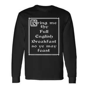 T-shirt à manches longues Full English Breakfast avec design de texte vintage pour les amateurs de cuisine - Product Image 1