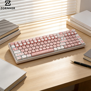 คีย์บอร์ดกลไก ZORNHER ZH100 Strawberry Bunny สีชมพู ไร้สาย แบบสามโหมด เงียบ สำหรับสำนักงาน - Product Image 3