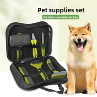 Kit d'outils de toilettage professionnel 6 pièces pour animaux de compagnie brosses autonettoyantes ensemble de peignes matière plastique en acier inoxydable pour le toilettage des chiens et chats