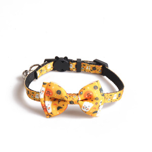 KingHon Productos de Halloween para Mascotas, Collar de Calabaza para Gato con Hebilla de Seguridad, Collar para Cachorro con Lazo Festivo y Campana, Collar Ajustable Pequeño para Mascotas - Product Image 5