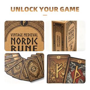 Emballage cylindrique en tube avec bords argentés dorés, pelliculage doux au toucher, coffret cadeau spirituel de luxe, jeu de cartes Oracle et Runes personnalisées - Product Image 3