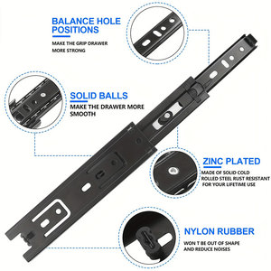 Riel para armario de herramientas, accesorios de cocina, hierro negro, pintura en aerosol, extensión completa, cajón de canal telescópico, rieles para cajón - Product Image 5