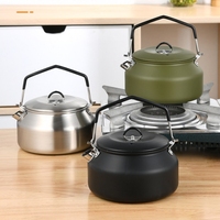 Bouilloire légère en acier inoxydable de 1 L avec deux tasses pliables et couvercle pour une utilisation en extérieur et à la maison