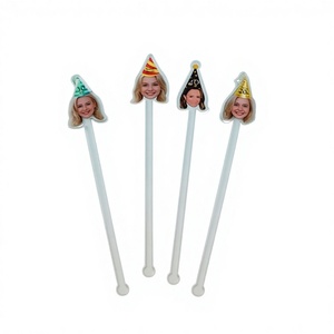 Palillos de acrílico creativos en oferta, con diseño de personajes de anime, para decoración de bebidas en fiestas de cumpleaños, mango largo, hechos en China, sin impresión, <span class=keywords><strong>YOYI</strong></span> - Product Image 1