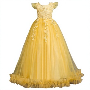 Vestido Formal de Verano para Niñas, de Alta Calidad, al Por Mayor, Transpirable, Sin Mangas, de Poliéster/Algodón, Largo hasta el Tobillo, Corte en A, con Parches de Flores, Diseño Elegante, ODM - Product Image 1