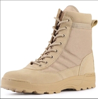 Bottes de randonnée tactiques mi-montantes en cuir noir avec embout en acier pour hommes et femmes