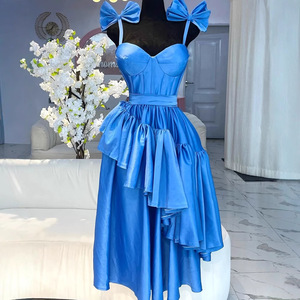 Elegante Vestido Gótico de Verano para Mujer con Diseño Asimétrico de Cintura Alta, Lazo, Espalda Descubierta y Volantes - Product Image 2