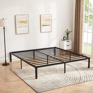 WEKIS Residential Project Metal Platform Twin <b>Bed</b> Frame Modern Queen King Size Iron <b>Double</b> Steel Slats Metal <b>Bed</b> - Product Image 1