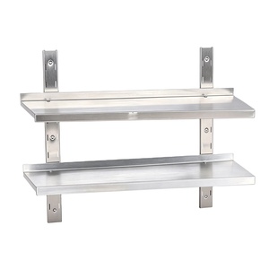 Stainless Steel Double Layer Wall Mount Shelving Rack, Heavy Duty Wall Hanging Storage Shelf for <b>Kitchen</b> Hotel - Product Image 1