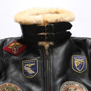 Veste en peau de mouton épaissie pour pilote OEM <span class=keywords><strong>B3</strong></span> bombardier d'hiver multi-standard coupe-vent vestes en cuir de fourrure à grand revers pour hommes - Product Image 4