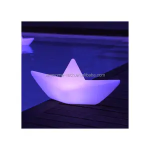 可爱的发光二极管纸船形装饰灯高端浮动多色发光二极管游泳池照明