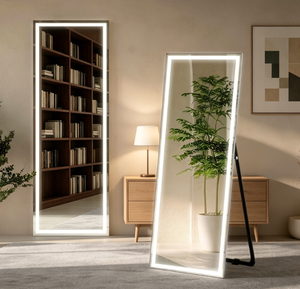 Espejo de pie inteligente antivaho con control táctil LED RGB, diseño moderno Baleaston, rectangular negro, grande de cuerpo entero para dormitorio, ¡Oferta! - Product Image 4