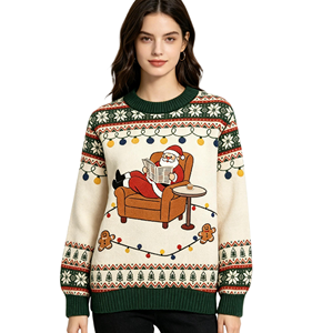 <span class=keywords><strong>Pull</strong></span> de Noël moche tricoté sur mesure pour <span class=keywords><strong>femme</strong></span> 2026 – Magnifique motif de Noël respirant, tricoté à la machine, idéal pour les fêtes - Product Image 1