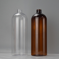 Bouteilles ambrées de 1000ml avec pompe noire Distributeur de savon liquide vide pour les mains Bouteille de shampooing en plastique