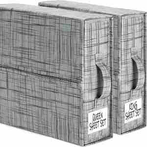 Custom Logo Foldable Bedding Blankets Storage Box Case Closet, Organizer Storage Bag Clear Window <b>Bed</b> <b>Sheet</b> Set Organizer - Product Image 6