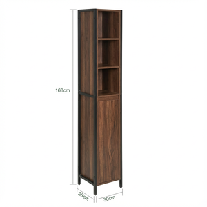 Meuble de salle de bain moderne, haut et étroit, gain de place, en bois et métal, 4 étagères, pour appartement, hôtel, décoration intérieure - Product Image 2
