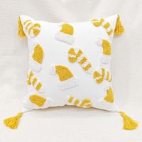 Nouvelle Arrivée 2025 – Housse de Coussin Brodée à la Main avec Motifs Canne à Sucre et Chapeau de Père Noël pour Décoration de Canapé et Maison – Housse de Coussin de Noël
